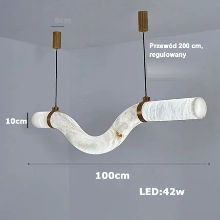 Lampa wisząca LED marmurowa tuba w sześciu kształtach 10 Lampa wisząca LED marmurowa - fala 100 cm