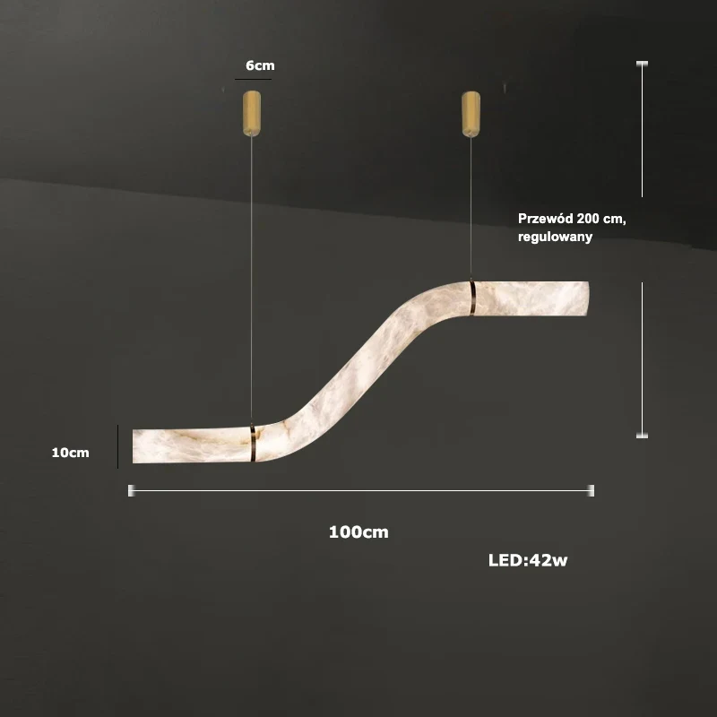 Lampa wisząca LED marmurowa tuba w sześciu kształtach 13 Lampa wisząca LED marmurowa - schodek 100 cm