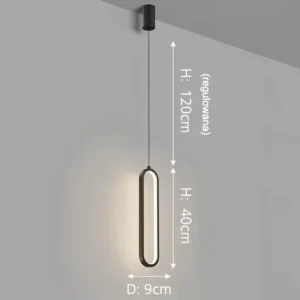 Lampa wisząca LED owalna pętla 40 cm - czarna