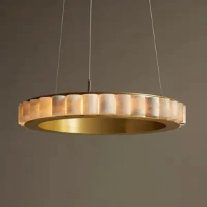 Lampa wisząca LED pierścień z kamienną opaską, Ø45–125 cm – zdjęcie 2