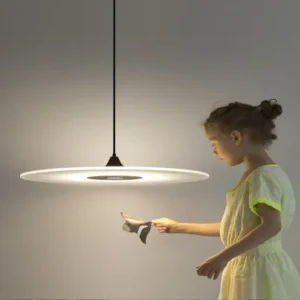 Lampa wisząca nad stół LED, płaski dysk Ø40–60 cm, czarna lub złota