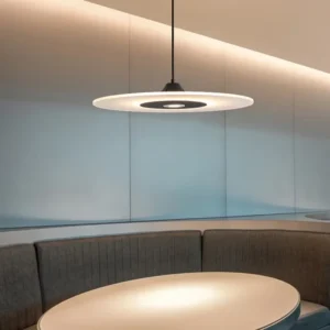 Lampa wisząca nad stół LED, płaski dysk Ø40–60 cm, czarna lub złota