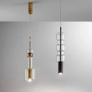 Szklana lampa wisząca LED z segmentów, czarna lub złota, wys. ok. 60 cm