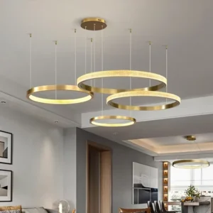 Lampa wisząca LED pierścienie, złota, Ø40–100 cm