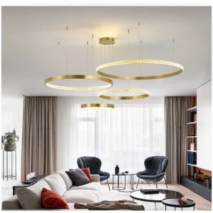 Lampa wisząca LED pierścienie, złota, Ø40–100 cm