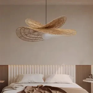 Lampa wisząca z rattanu w kształcie śmigła, wabi-sabi, 40–80 cm – zdjęcie 2