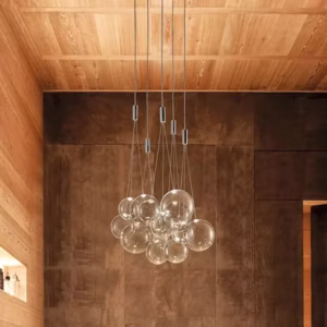 Nowoczesna żelazna lampa wisząca szklane kule LED