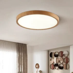 Ultracienki plafon LED w kolorze drewna – jasne drewno
