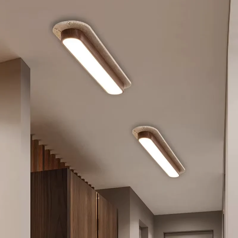Plafon LED podłużny z fakturą trawertynu, 40–60 cm 1 Plafon LED podłużny z fakturą trawertynu – zdjęcie 1