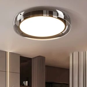 Plafon LED z obręczą z przydymionego szkła, Ø50 cm – zdjęcie 1
