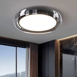 Plafon LED z obręczą z przydymionego szkła, Ø50 cm – zdjęcie 2