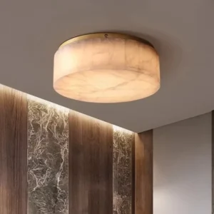 Plafon z naturalnego alabastru z mosiężną obręczą, Ø25–60 cm – zdjęcie 1