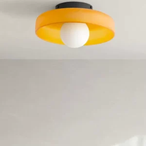 Szklana lampa sufitowa vintage z kolorowym kloszem