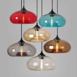 Szklana lampa wisząca kolorowa - sześć kolorów szkła