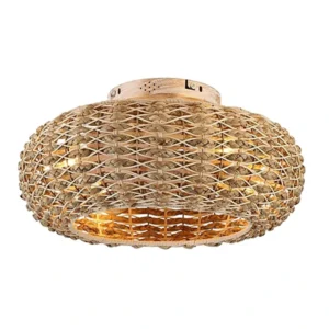 Wentylator sufitowy z lampą w plecionej obudowie z rattanu, Ø50 cm – zdjęcie 1